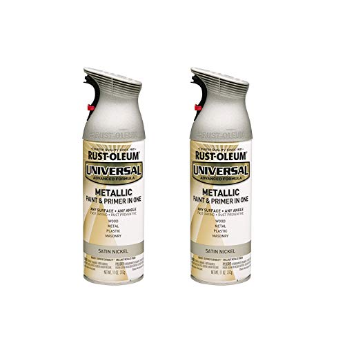 Image of Rust-Oleum 249130-2PK Universal All Surface Metallic Spray Paint, 11 oz, Satin Nickel, 2 Pack