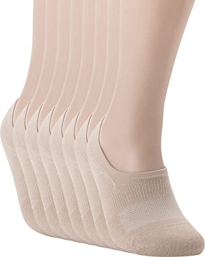 Pro Mountain No Show Socks Women Wide Toe Box For Health Y Heel Forefoot Size S Beige 8 Pack Cotton Cushion Footies Loafer Sneakers US Shoe 6-8