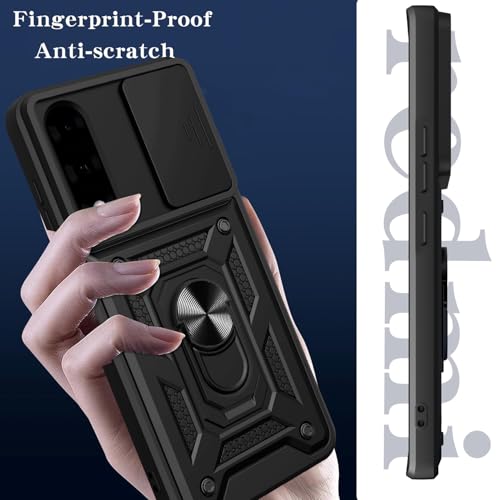 Image of Spazy Case OnePlus Nord 5 Back Cover | Heavy Duty Hybrid Case with 360 Degree Rotating Finger Ring Holder + Slider Shutter Camera Protection Case for OnePlus Nord 5 - Blue