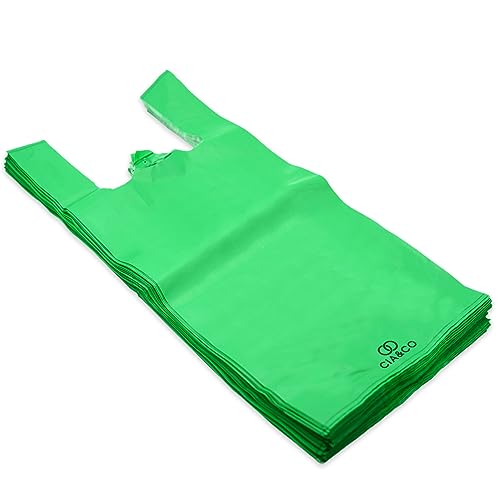 Bolsas de Plástico 70% Reciclado · Tamaño L Verde 35x50 cm | 2 Kilos | Aptas Uso Alimentario, Resistentes, Reutilizables y 70% Recicladas | Galga 200 |Bolsa Tipo Camiseta | Cumple las normativas