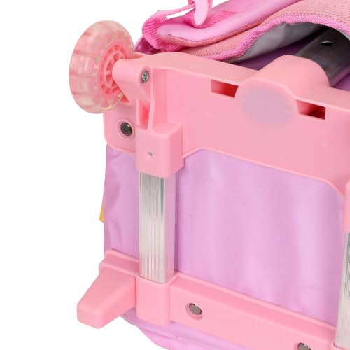 Image of NOVEX Disney Princess Kids Backpack Combo Set for Girls | 17 Inch School Trolley Bag with 2 Wheels, Lunch Box & Stationery Pouch | Soft Polyester Spinner Luggage, Pink Carry-On 45 cm