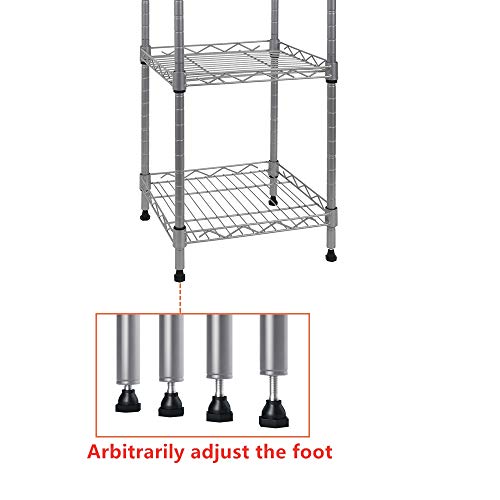 Giotorent 5 Tier Standing Shelving Metal Units, Adjustable Height Wire Shelf Display Rack For Laundry Bathroom Kitchen 11.8 W X 11.8 D X 50 H (5-Tier, Silver) #TOP4