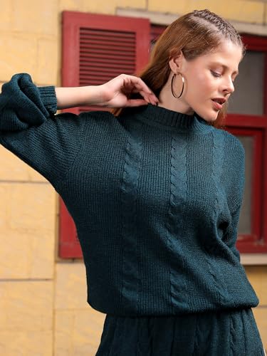 Image of Kvetoo Woolen High Neck Sweater With Pajama Tracksuit For Women Winter Wear Co-ord Set
