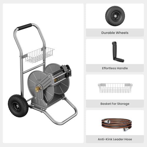 Giraffe Tools SW-8D Garden Hose Reel Cart With Wheels, Heavy Duty Metal Water Hose Reel Cart thumb #1