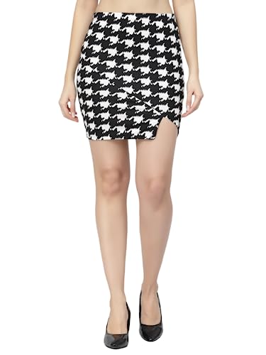Image of POPWINGS Women Casual Pencil Slit Printed Skirt for Women | Summer Skirt for Women | Concert Slit Short Skit for Women