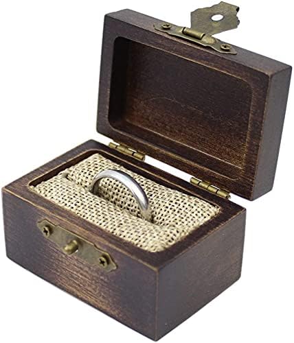 Rustic Wooden Engagement Ring Box, Solid Wood Ring Box for Proposal Wedding Ring Storage - Image 3