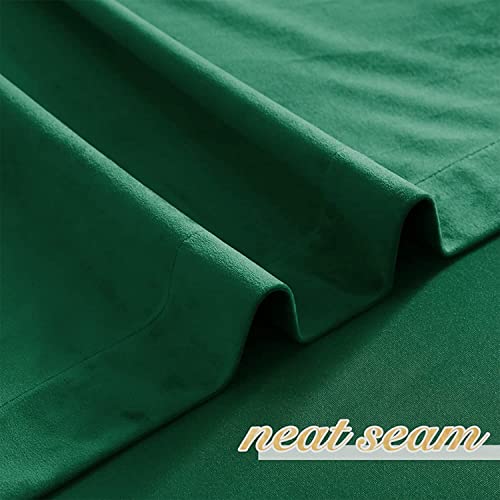 Image of Christmas Green Velvet Curtains - Room Darkening Rod Pocket Super Soft Smooth Decorative Light Blocking Curtains for Living Room and Bedroom, 52 x 108 Inch, Emerald Green, Set of 2