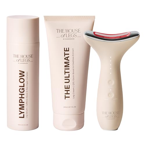 THE HOUSE of LEGS – Ultimate Leg Ritual Trio | Premium Beinpflege-Set mit EMS & Lichttherapie, LymphGlow Serum & Ultimate Leg Cream | Für straffe Konturen, leichte Beine & sichtbaren Glow