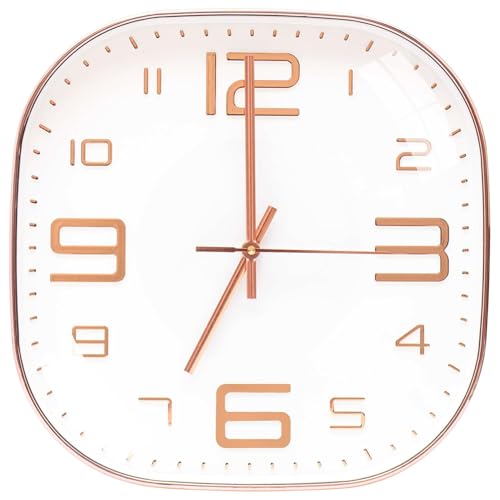 Image of TEKCOOL Plastic Analogue Wall Clock 12 inch Silent Quartz Decorative Wall Clock Non-Ticking Classic Clock Battery Operated Round Easy to Read for Room /Home /Kitchen /Bedroom /Office /School.Rose White
