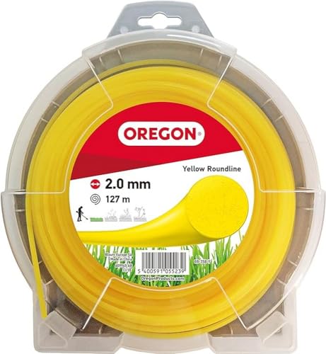 Oregon Yellow Round Hilo Redondo para Desbrozadora 2mm, Hierba, Maleza, Vegetación y más, Hilo de Nylon de Gran Resistencia, Compatible con la Mayoría de Modelos Estándar, 2.0mm x 127m (69-358-Y)