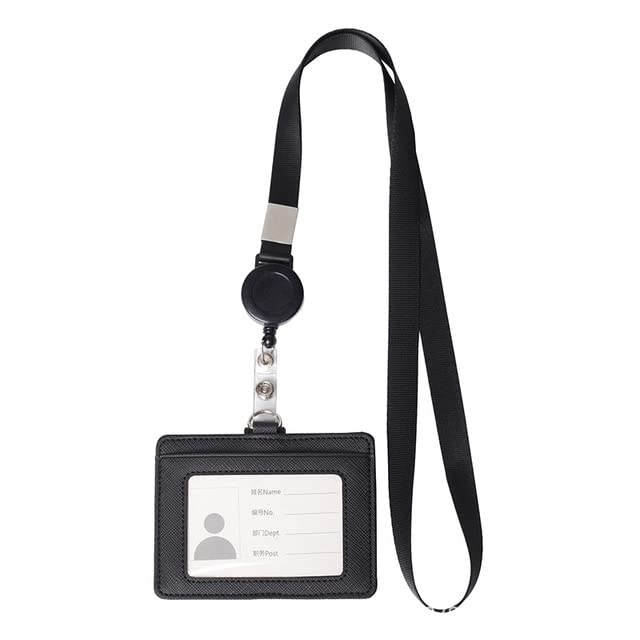 Identyfikator, identyfikator 4 etui na identyfikatory PC Etui na identyfikatory ze skóry Pu Zwijana smycz Etui na dowód osobisty Etykieta z imieniem Przenośne szkolne rękawy biurowe Proste (Color : B