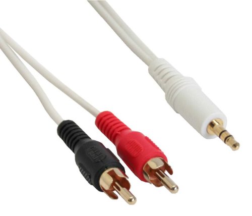 Inline® Audio Cable 2X Rca Male To 3.5Mm Male Stereo White/Gold 5M