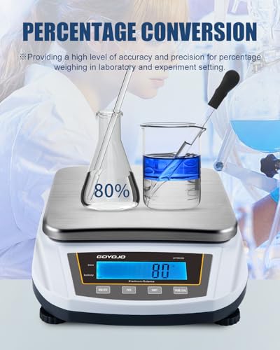 Image of GOYOJO Digital Analytical Balance and Lab Scale, 5000g Capacity, 0.01g Precision, Stainless Steel, Multi-Unit (g /oz /ct /lb) for Jewelry, Kitchen, and Lab - Reliable, Accurate, Easy to Use, Black Panel