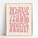 ZEARPT What If It All Works Out Print, Self Care Wall Art, Daily Affirmation, Self Care Gallery, Pink Retro Wall Decor, Positive Thinking, Daily Mindset Reminder, Girls Dorm Decor, Unframed
