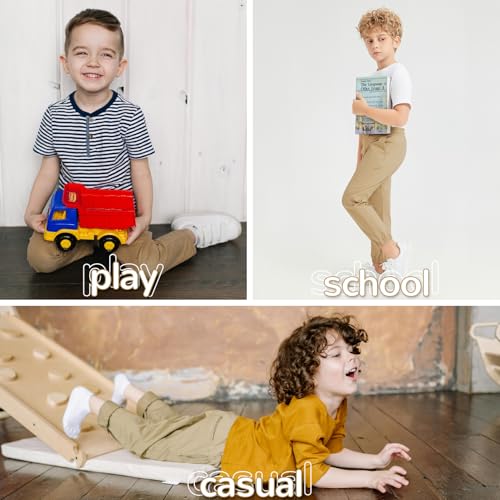 qbk pull on stretch school uniform pant jogger pants for toddler to youth boys and girls