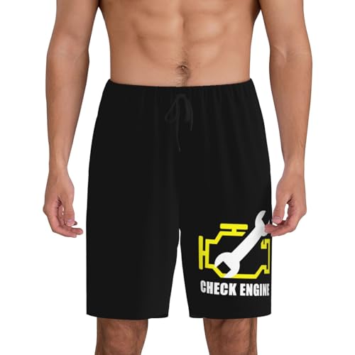 Check Engine Light Mechanic Auto Repair Pajama Shorts for Men, Men's Pajama Bottoms, Sleepwear for Summer