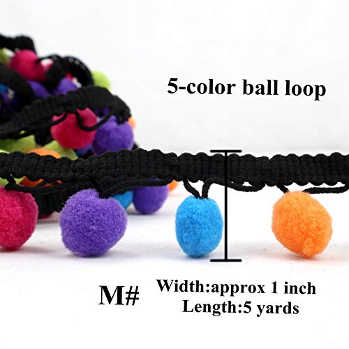 Idongcai Fringe Trim Pom Pom Trim Ball Fringe Trim Beaded Fringe Trim Decorative Sewing Trim Pom Pom (Multicolor-M-5 Yards)… #TOP1