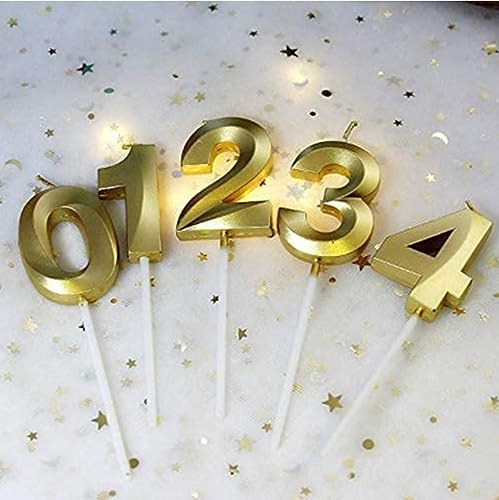 Image of Number Candles 3 inch for Birthday Parties, Wedding, Engagement, Valentines Day Celebration, Theme Party Cake Decoration Gold (Numeric No 7)
