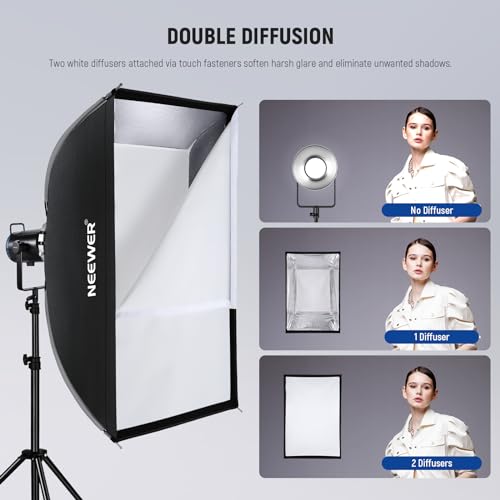 Diffuseur softbox rectangulaire pliable Bowens pour projecteur vidéo LED - 4