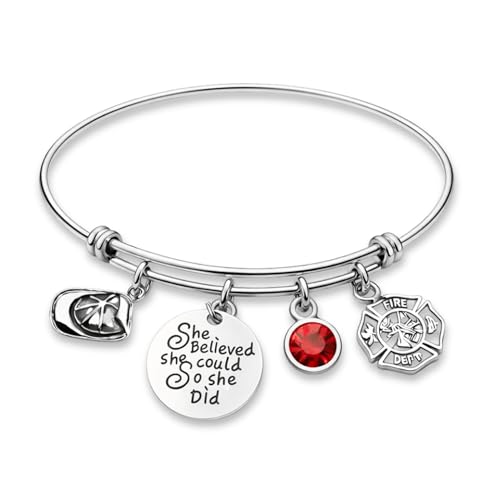 Infinity Collection Firefighter Bracelet for Women, She Believed She Could So She Did Charm Bracelet, Firefighter Wife Gift, Firefighter Mom Jewelry, Firewoman Appreciation Gift