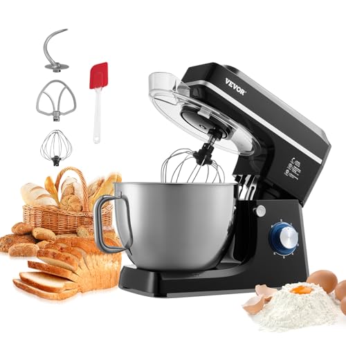 VEVOR Batidora de Masa de 7,84 L, Batidora de Alimentos con Cabezal Inclinable de 1400 W y 6 Velocidades, Tazón de Acero Inoxidable, Gancho para Masa, para Hornear y Mezclar, Negro, 450 x 268 x 362 mm VEVOR Batidora de Masa de 7,84 L, Batidora de Alimentos con Cabezal Inclinable de 1400 W y 6 Velocidades, Tazón de Acero Inoxidable, Gancho para Masa, para Hornear y Mezclar, Negro, 450 x 268 x 362 mm