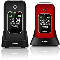 Beafon SL640 Silver Line, Großtastenklapphandy, schwarz ohne Simlock, ohne Branding, ohne Vertrag,Silber &amp; Handy im Klappdesign SL590 (Bluetooth, Freisprechfunktion) Rot