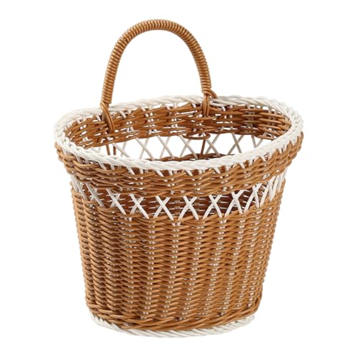 Cesta de pared colgante de mimbre artificial para decorar y organizar 6