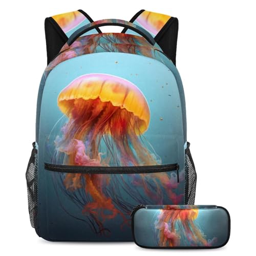 Sac à dos méduses océaniques et trousse pour accompagner les étudiants au collège et lycée
