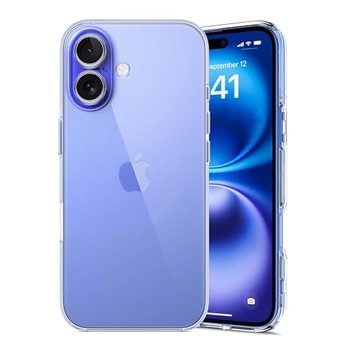Pristine-Tech Crystal Clear Case for iPhone 16 6.1-Inch Non-Yellowing Shockproof Thin Slim Phone Cover Anti-Scratch Clear Back