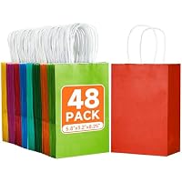 48-Pack METAPRINT Small Kraft Paper Gift Bags w/ Handles (Assorted Colors)