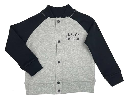 Harley-Davidson Little Boys' Bar & Shield Toddler Varsity Knit Jacket - Gray