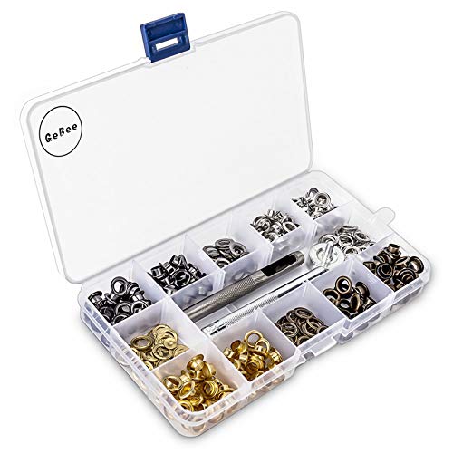 200 Sets Grommet Kit 1/4 Inch, Upgraded 4 Colors Grommets Eyelets with 3 Pcs Install Tool and Storage Box, Easy to Use for Tarps, Fabric, Canvas, Clothing, Paper, Leather