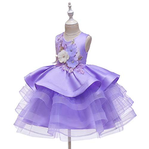 KAGAYD Flower Girl Party Dresses for Graduation Wedding Kids Appliques Embroidered Birthday Dress Tulle Puffy3