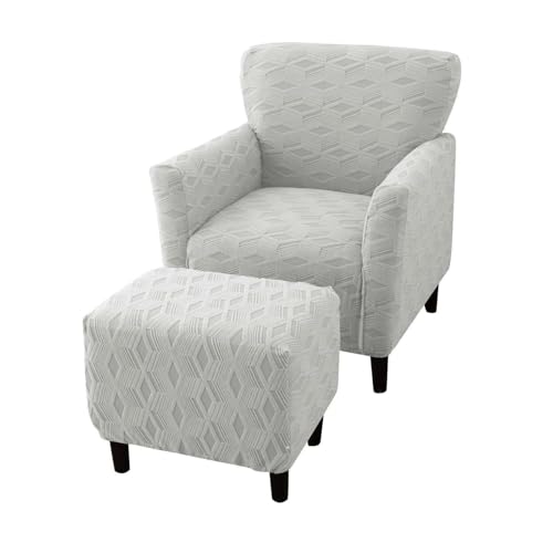 Funda Elástica Sillón Orejero Funda para sillón orejero Fundas Otomanas Elástica Lavable a máquina de Spandex Incluye 1 Funda para sillón y 1 Funda para reposapiés