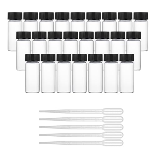 Image of Clear Borosilicate Glass Vials, Culture Tubes with Screw Caps and Plastic Droppers, Small Liquid Sample Vial, Test Tubes, Leak-Proof Vial (100, 10ml)
