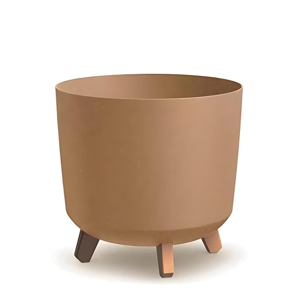 Gardening Naturally Black/Cream Cylindrical Plant Pot On Legs Zinnia Stone Or Natural - Natural