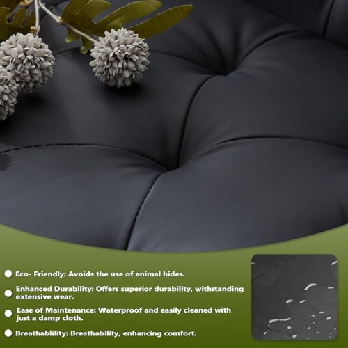 ROCSUMOO Sofa 2 Seater 157cm Comfy Loveseat with 2 USB Ports 2 Cup Holders Upholstered Leather Small Sofa for Living Room & Office, Black - Image 3