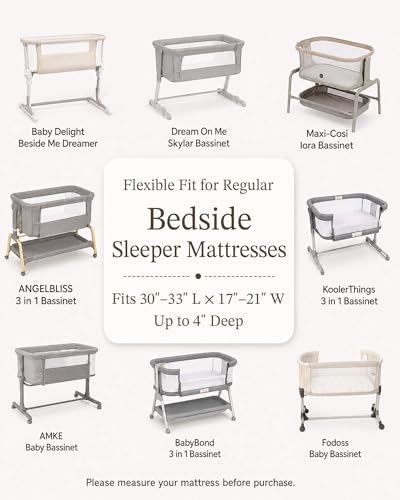 Image of Bedside Bassinet Sheets 2 Pack, 33 x 20 Fitted Bedside Sleeper Sheets, Ultra Soft Breathable Polyester, Ideal for Baby Girl or Boy and Newborns (Floral Fawn, Bedside Sleeper Sheet)
