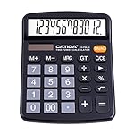 CATIGA 12 Digits Desktop Calculator with Large LCD Display and Sensitive Button, Dual Solar Power and Battery, Standard Function for Office, Home, School, CD-2786