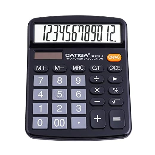Desktop Calculator 12 Digit with Large LCD Display and Sensitive Button, Solar and Battery Dual Power, Standard Function for Office, Home, School, CD-2786 (Black)