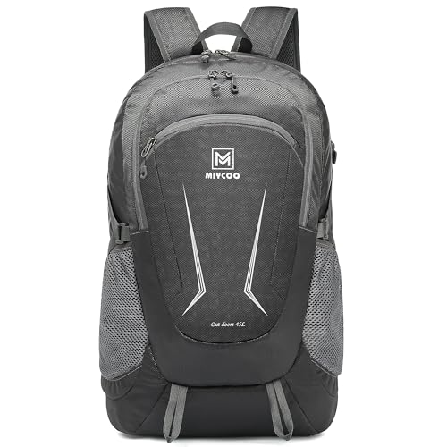 Lightweight Backpack for Men Women Foldable Packable Hiking Travel Backpack Outdoor Camping Waterproof Daypack 45L Grey