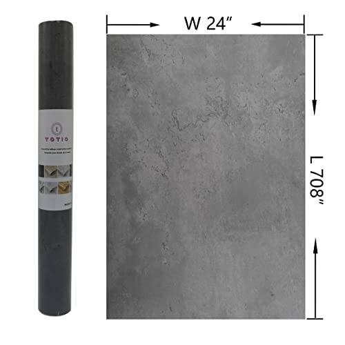 Totio Wide Dark Grey Concrete Wallpaper Peel Stick 24X708Inch Matte Thicken Waterproof Adhesive Gray Cement Textured Contact Paper Vinyl Wall Paper Rolls For Store Rental House Modern Industrial Style #TOP5