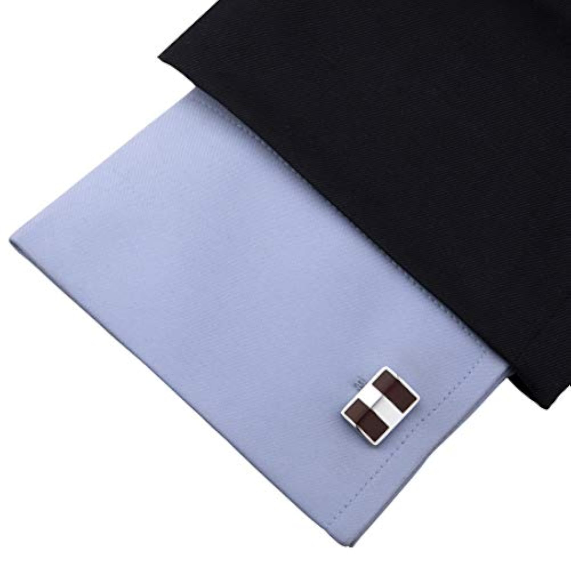 Men's Embellished Brown Cufflinks, Stylish Accessory