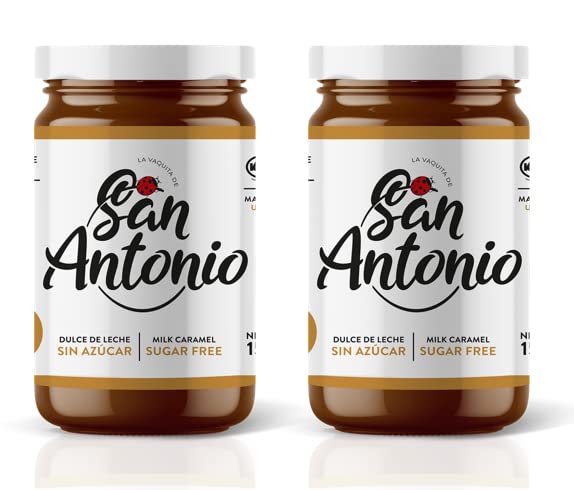 San Antonio Dulce De Leche orgánico sin azúcar, caramelo de leche sin azúcar, salsa sin gluten y sin lactosa para postres, helados, café y más, 15