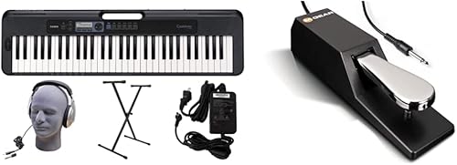 Casio CT-S300 - Paquete de teclado prémium de 61 teclas con soporte, auriculares y fuente de alimentación (CAS CTS300 PPK) y M-Audio SP 2 - Pedal de