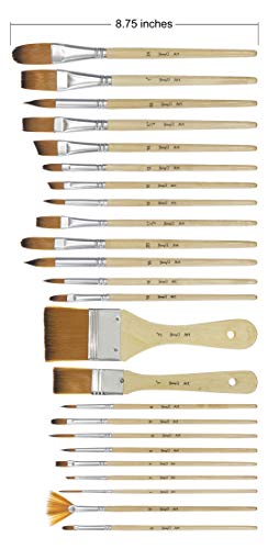 Jerry Q Art 24 Pcs Artist Paint Brush Set With Free Carry Pouch For Watercolor, Acrylic, Oil And All Media, Suitable For Canvas, Paper, Ceramic, Golden Nylon Hair, Wood Handles Jq-B24 #TOP4