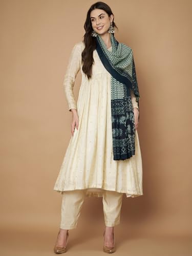 Image of Women's Cotton Blend Floral Print Dupatta with 2.20 Meters | Women's cotton printed dupatta with tassels