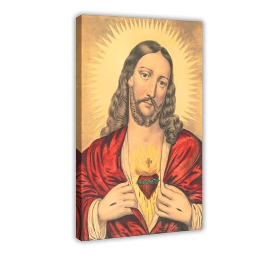 Toile Sacré-Cœur de Jésus pour décoration murale de bureau et coin prière