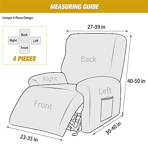 Miniatura 6 de Highdi Funda De Sillón Relax Elástica Para Sillón Reclinable, Funda Reclinable Terciopelo 4 Piezas Con Bolsillos Laterales, Antideslizante Extraíbles Y Lavables Fundas Protector Camello