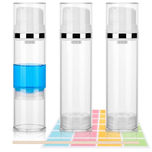 Image of Segbeauty 5oz Clear Refillable Cosmetic Containers,Pack of 3 Airless Pump Bottles 150ml Empty Travel Size Bottles Airless Cosmetic Pump Container Vacuum Cosmetic Travel Bottle for Toiletries